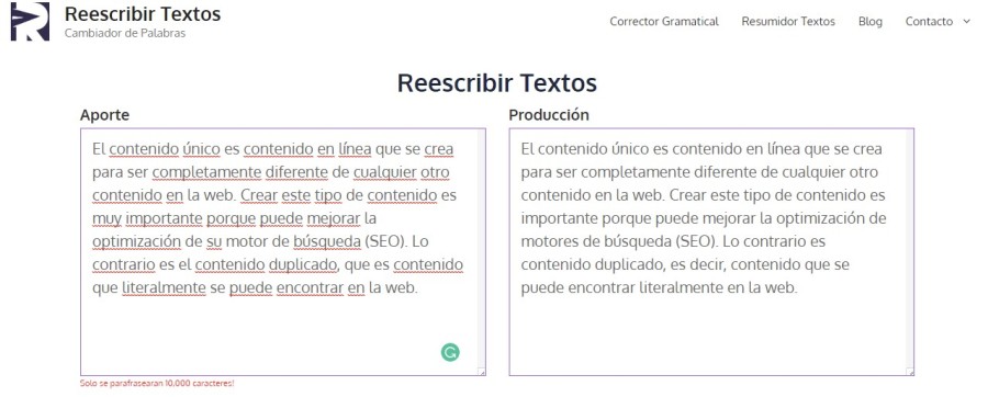 Como as ferramentas de parafraseamento ajudam no conteúdo único?